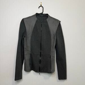 Armani Exchange Two Tone Gray Full Zip Jacket Moto Biker Style Medium